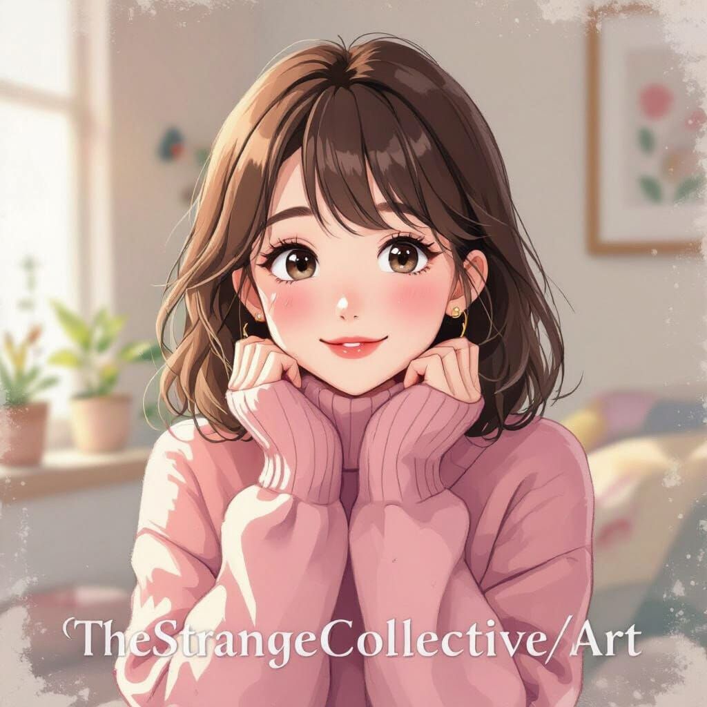 Cute Girl in Pastel Sweater: Unfinished Sketch