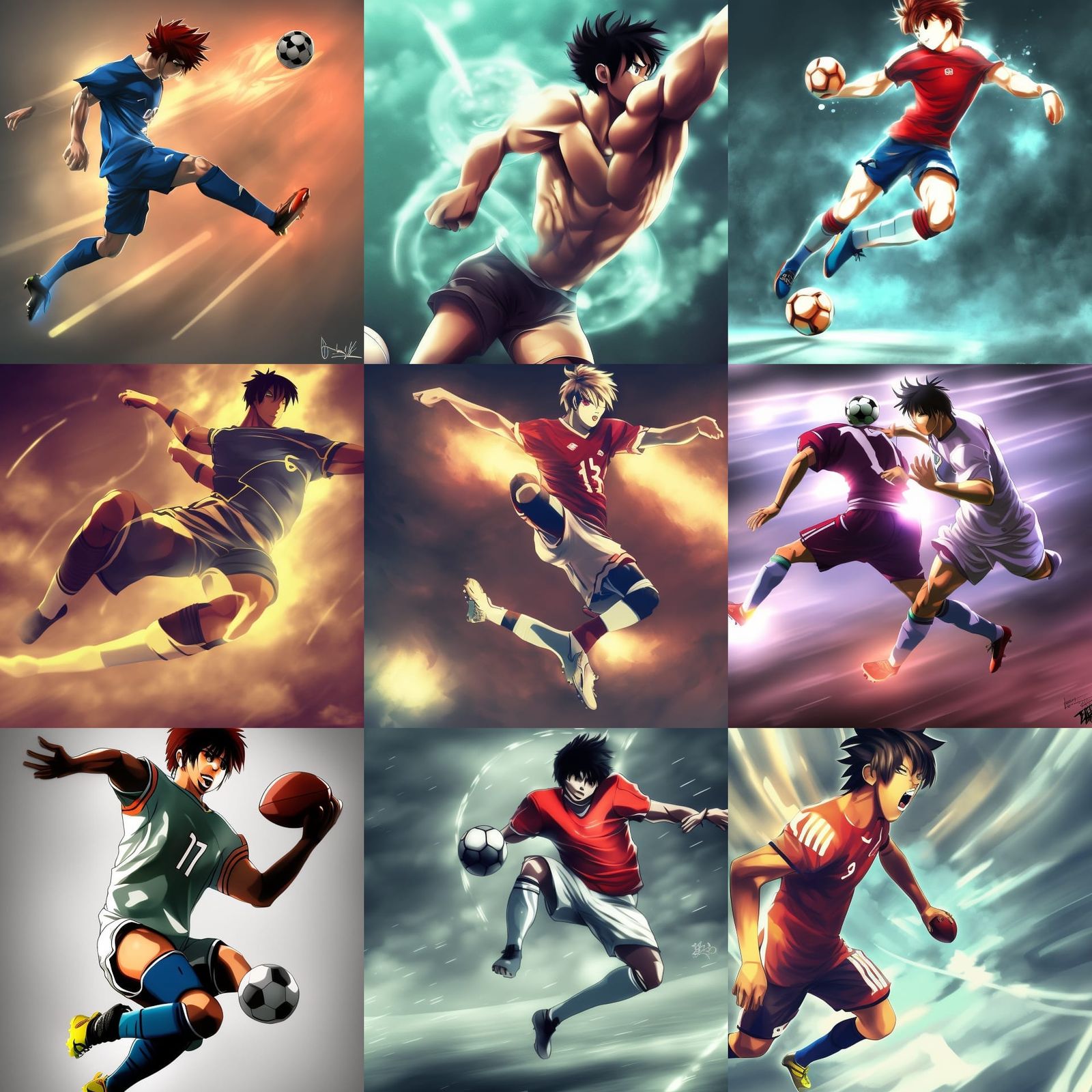 Anime Footballer with Shining Eyes in Digital Art