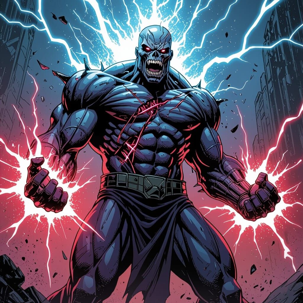 Apocalypse Villain Unleashes Energy Blast with Skeletal Face