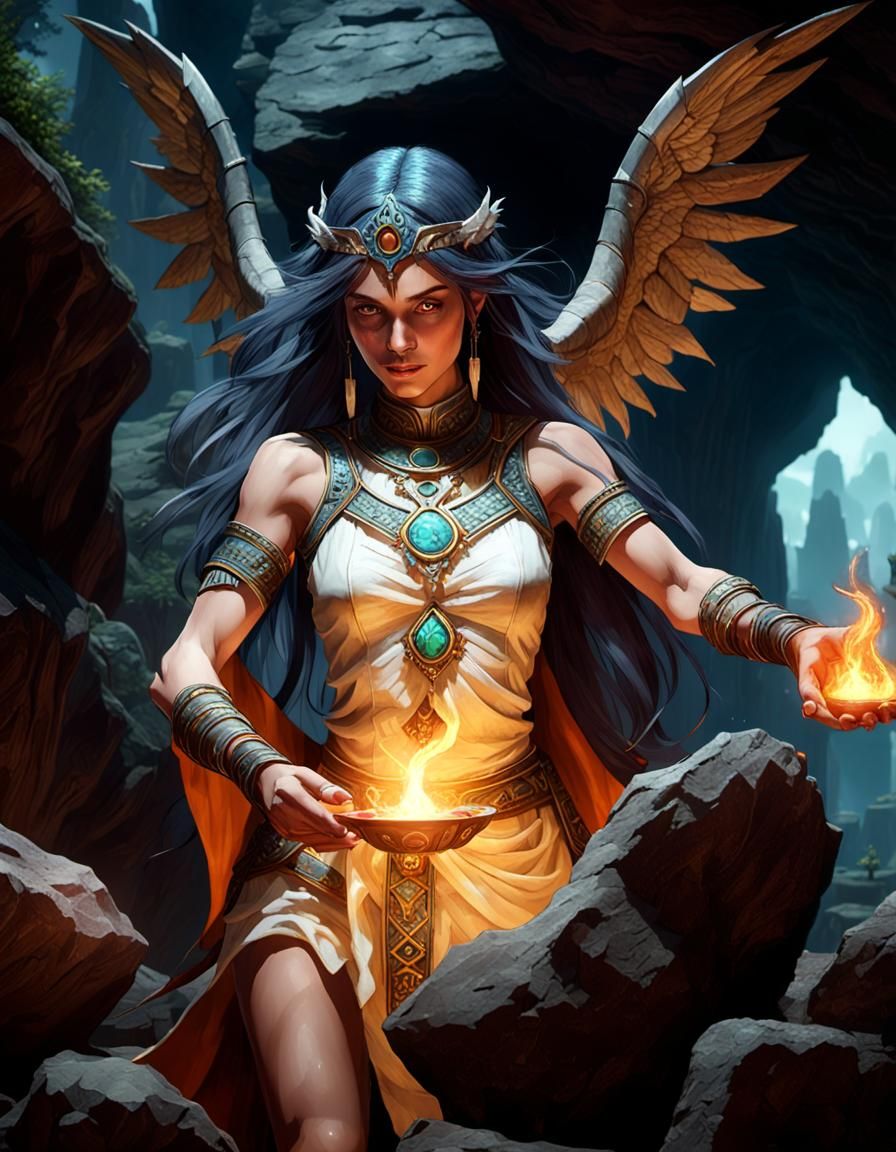 Prehistoric Sorceress Ritual in Fantasy Stone Citadel