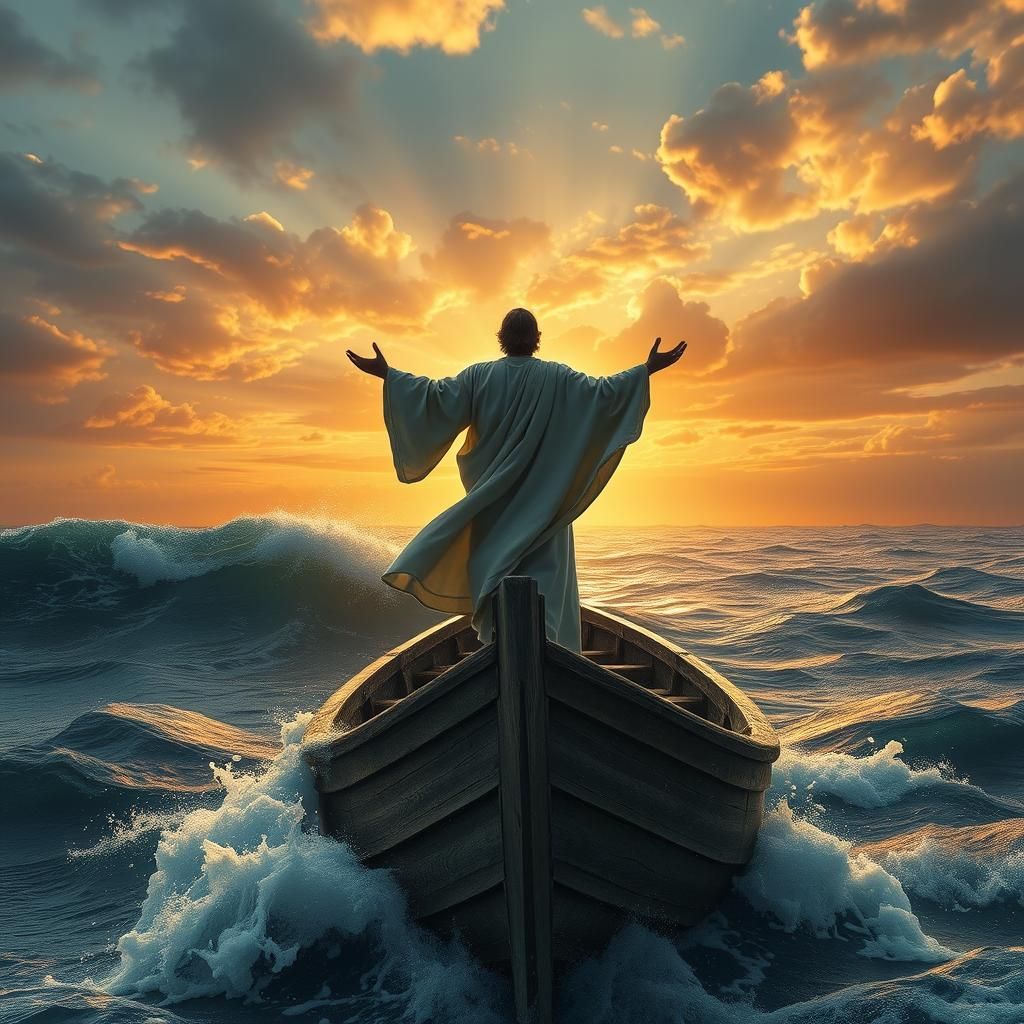 Serene Figure Commands Calm, Digital Matte Painting