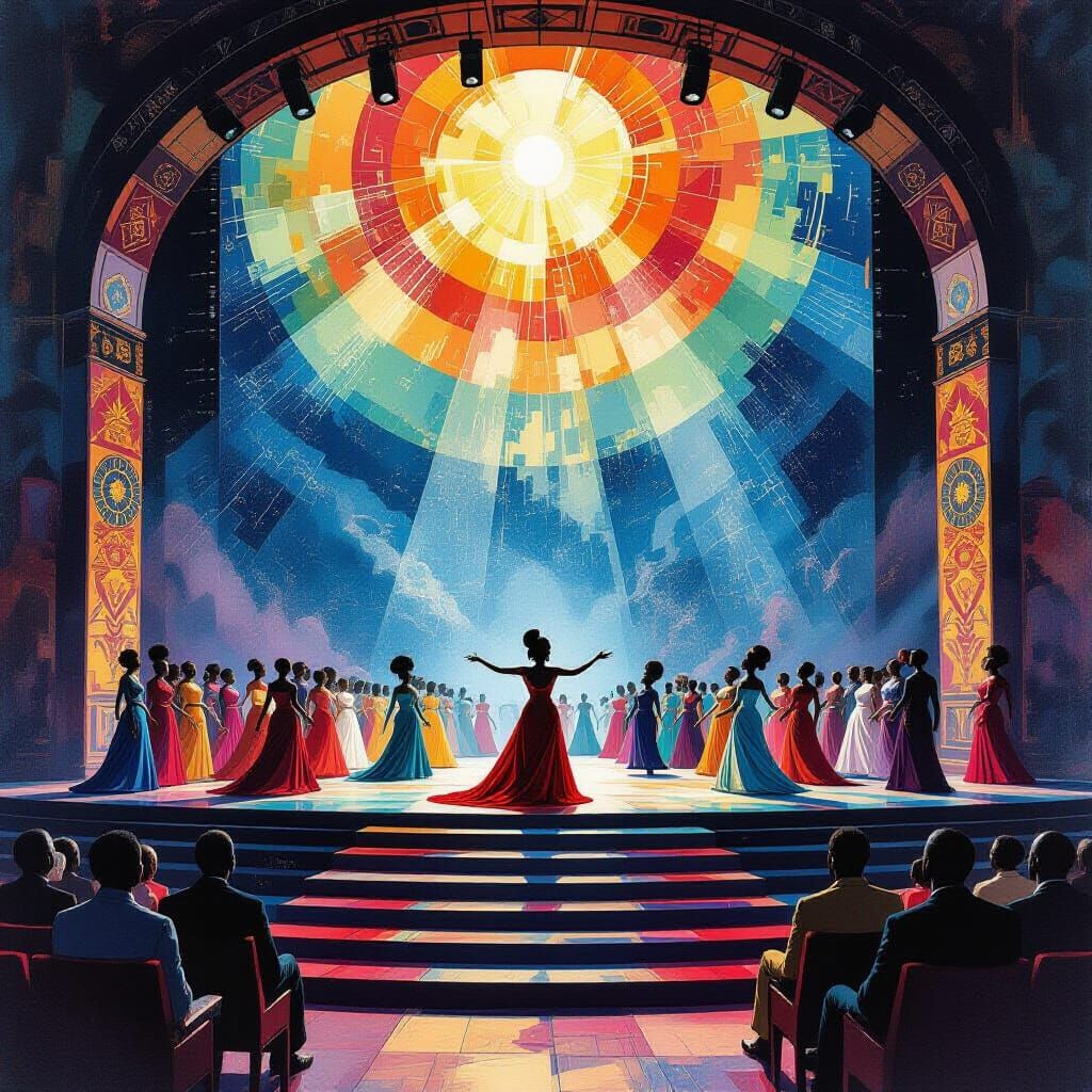 Africanfuturist Opera Stage in Gouache