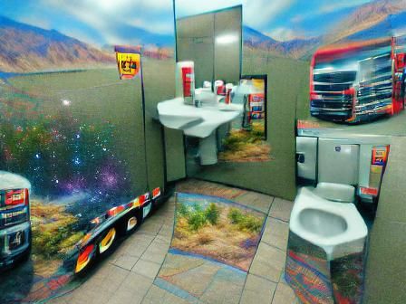 Desolate Truck Stop Bathroom at Universe's Edge
