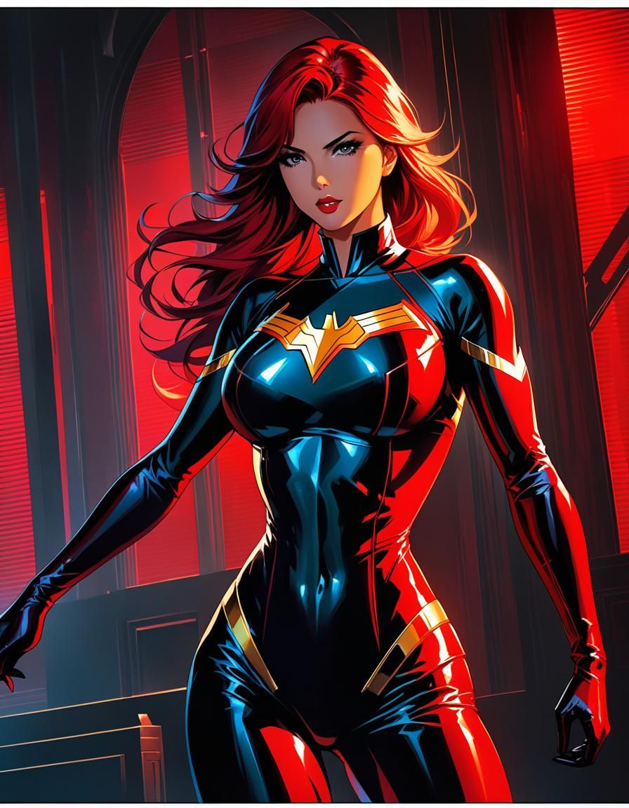 Anime Superheroine in Cel-Shaded Style