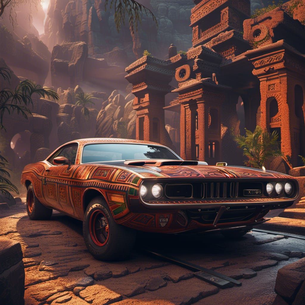 Aztec 1972 Cuda Matte Painting in 8K