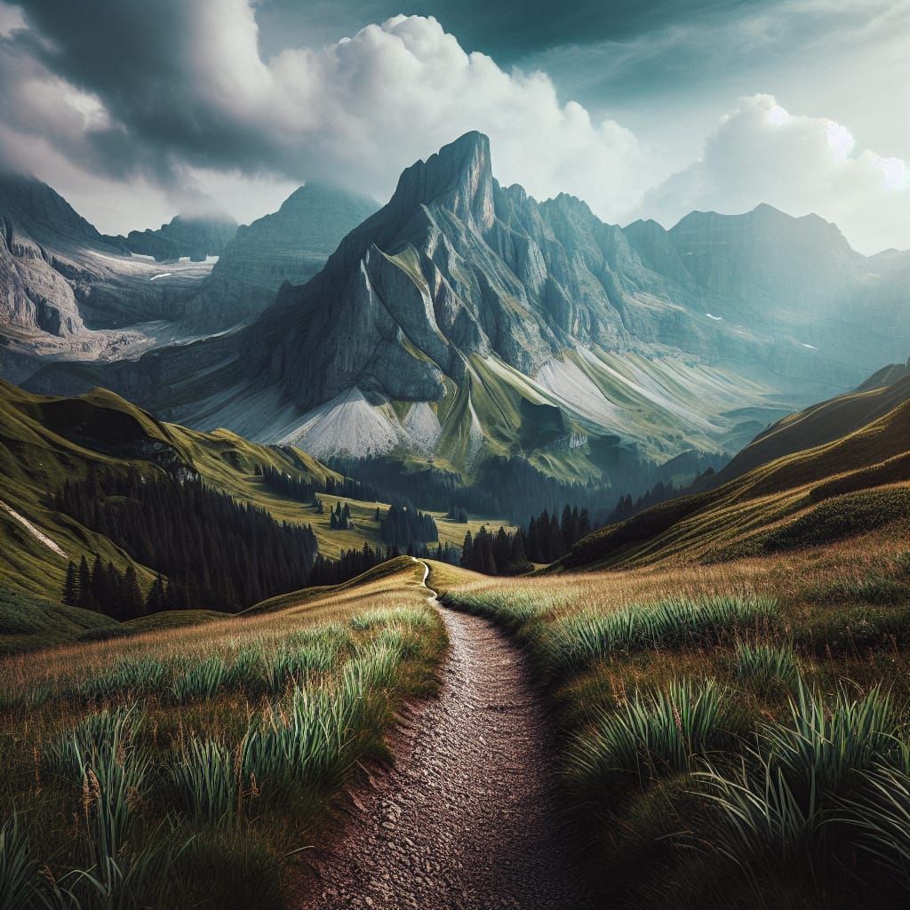 Mountain Path Adventure: Cinematic 35mm Film