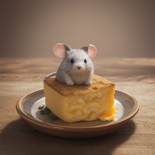Cheerful Macrame Mouse with Cheese in 8K