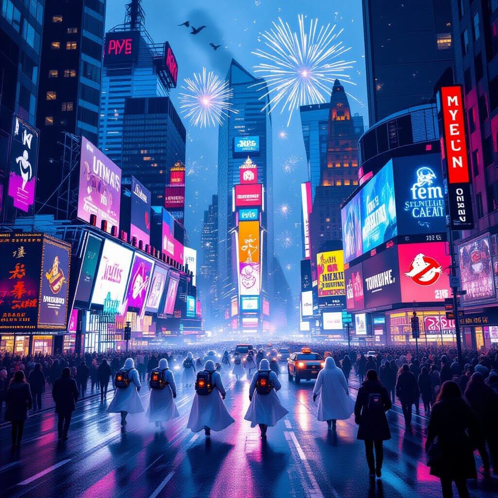 Ghostbusters inspired newyork times square nye with spectres...