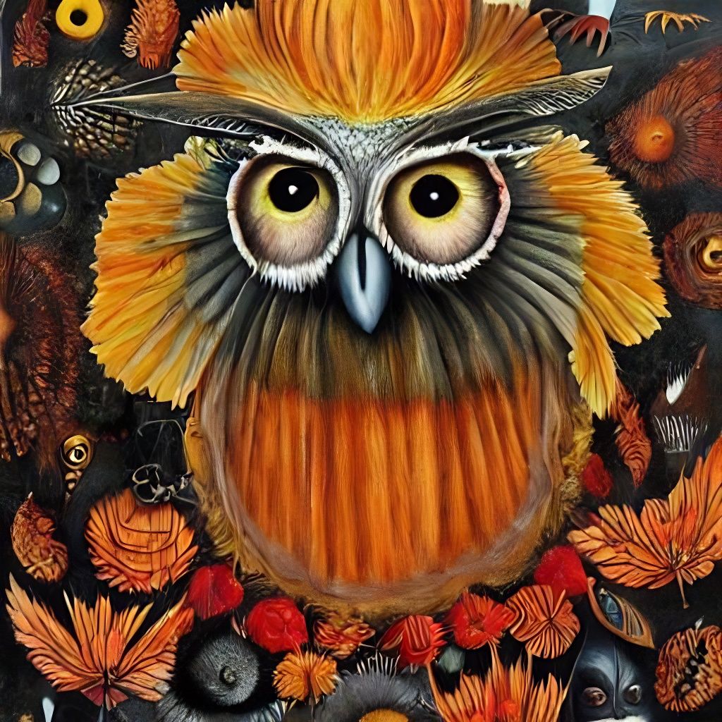 Surreal Owl Dreamscape Collage in Mixed Media Style