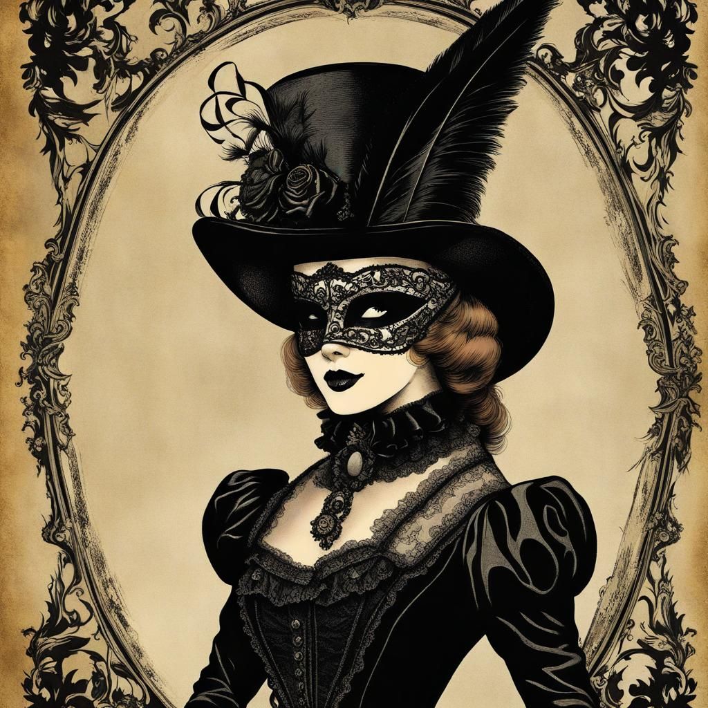 Gothic Victorian Masquerade Poster: Vintage Art