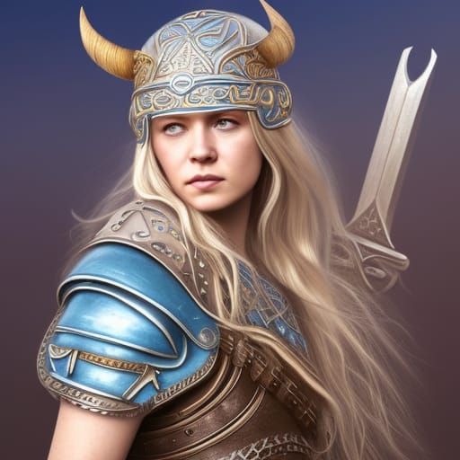 Viking Woman Warrior in Pastel Armor