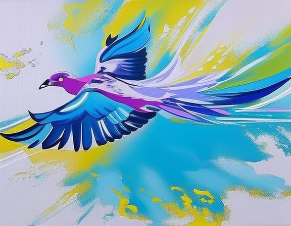 Soaring Dove: Acrylic Fusion Splash Art