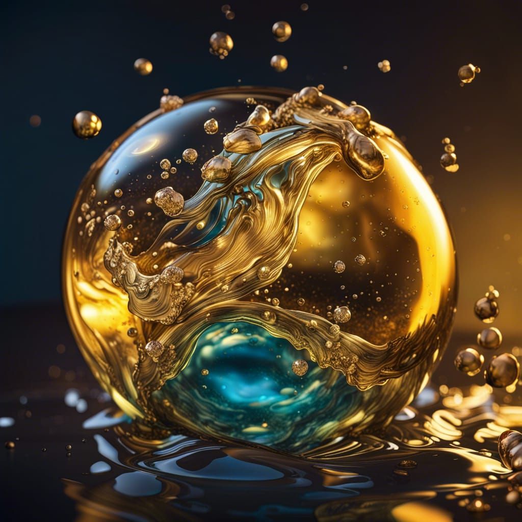 Liquid Gold Orb on the Sea