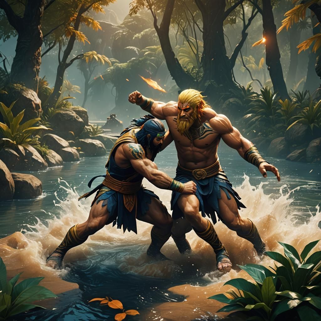 Gilgamesh and Enkidu Clash in Ancient Mesopotamia