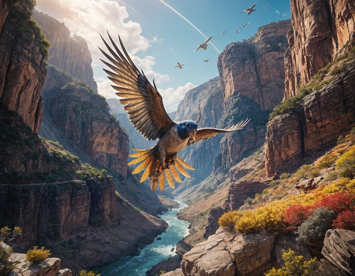 Canyon Vista: Hyperrealistic Splash Art Landscape