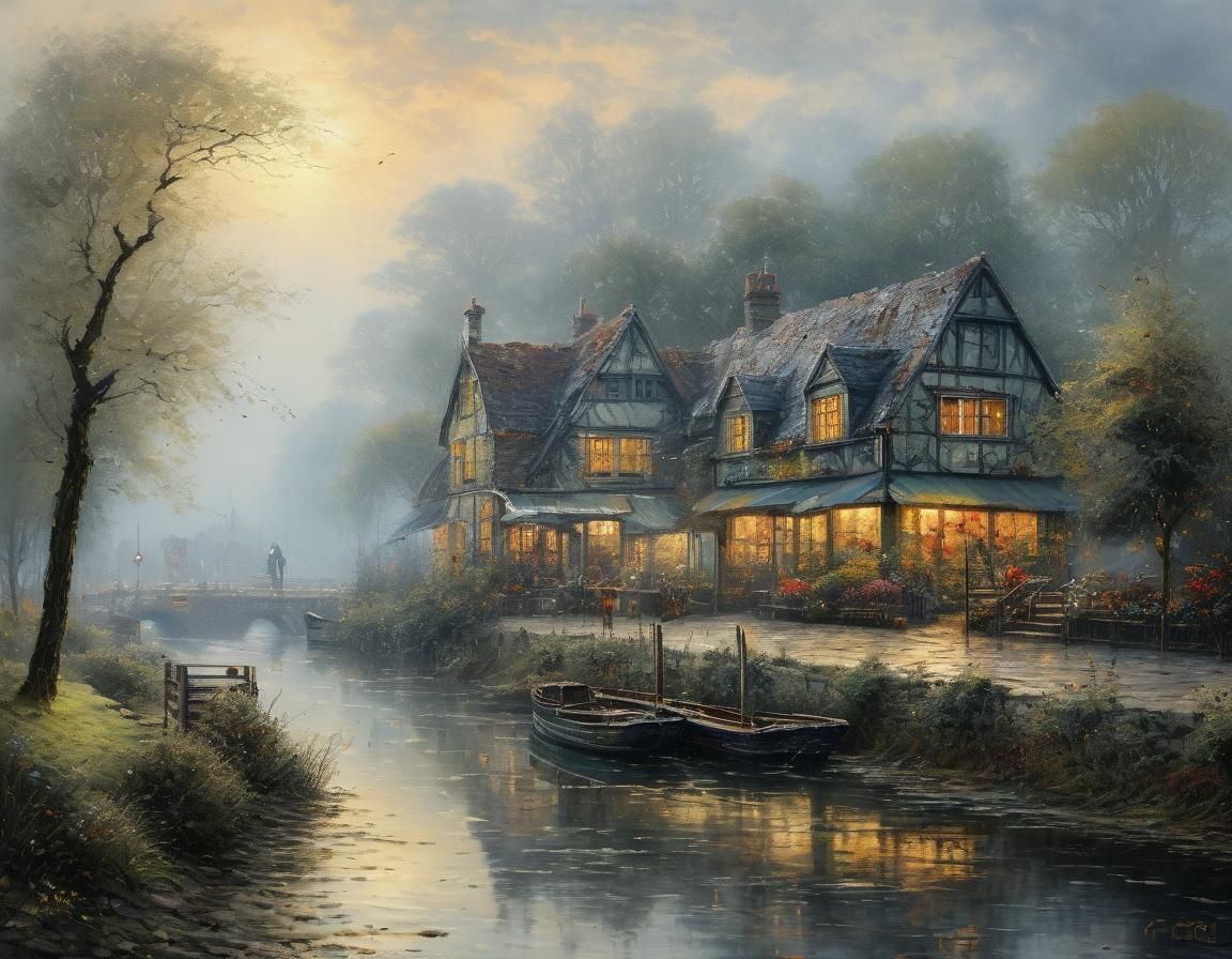 Dreamy Watercolour Impressionism in a Foggy Morning Mood