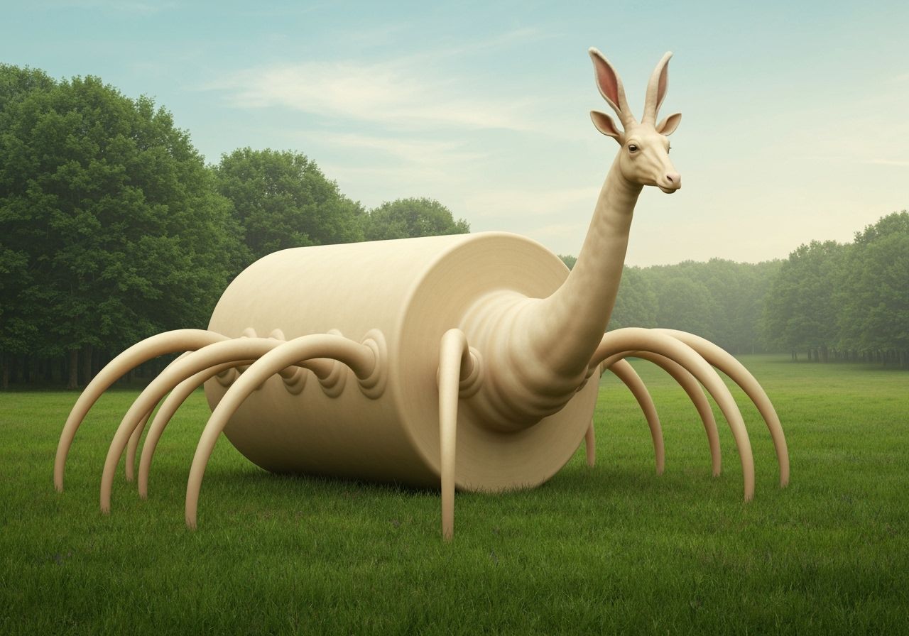 Strange Cylindrical Creature in Meadow