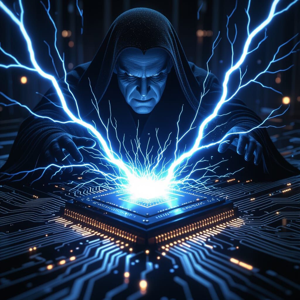 Palpatine Unleashes Force Lightning on Circuit Chip