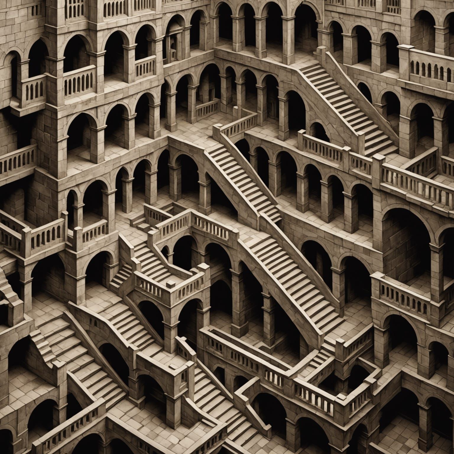 Medieval Escher-Style Staircase Maze