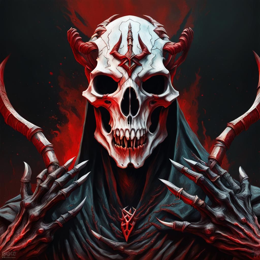 Terrifying Armored Goat Skull with Halo