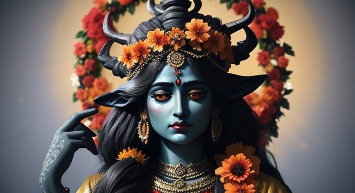 Cinematic Devi Shrine in Exquisite Floral Splendor