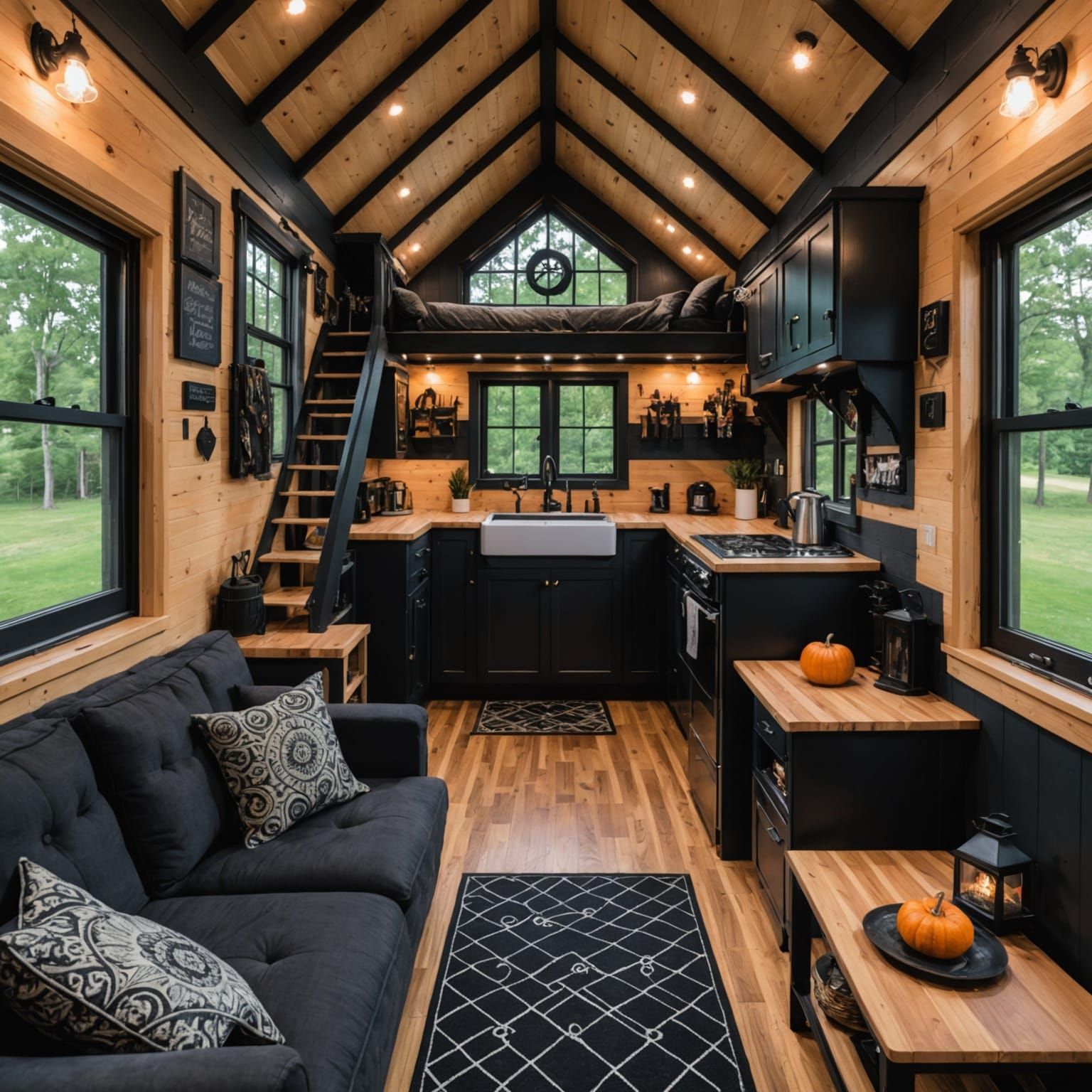 Gothic Craftsman Tiny House Interior