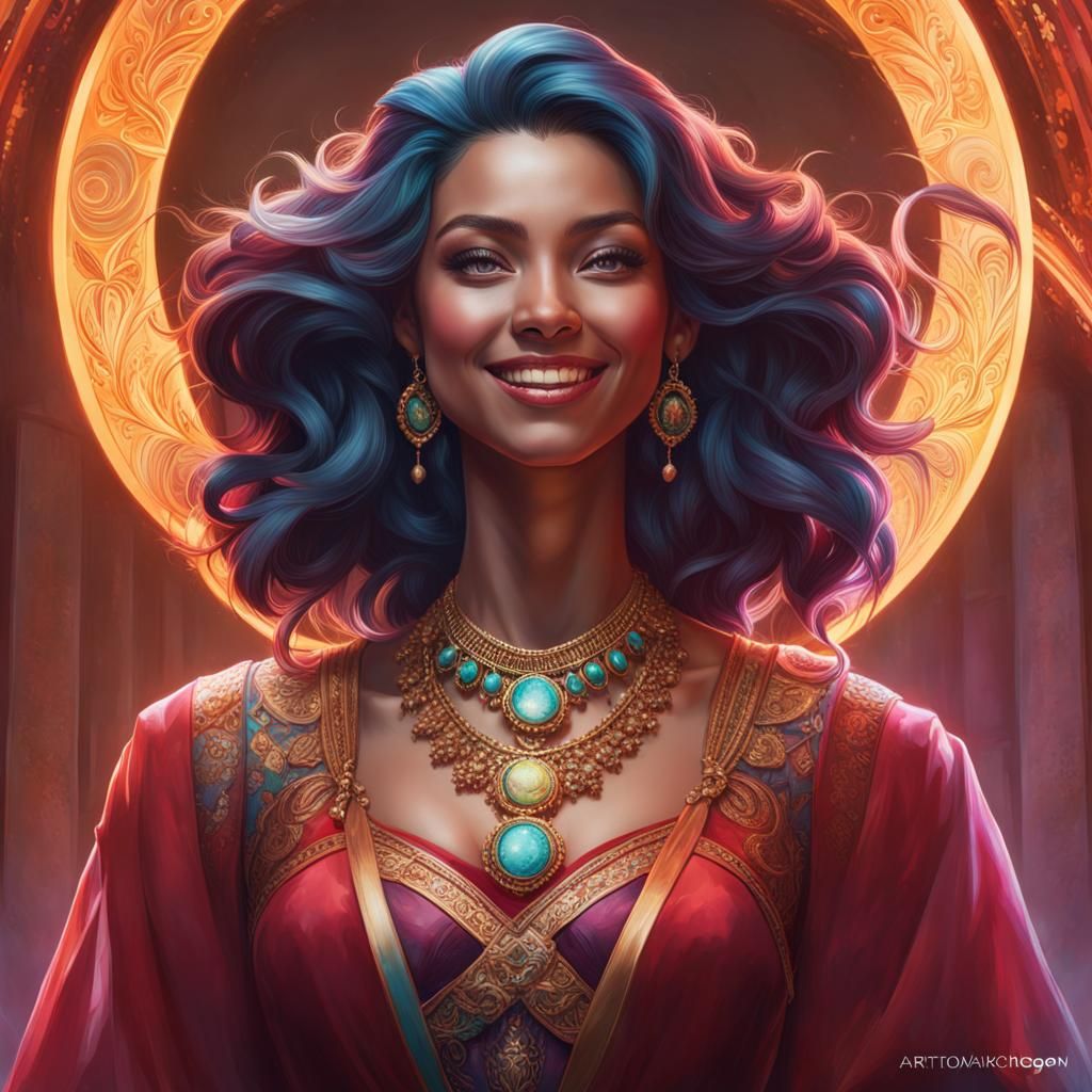 Detailed Portrait of a Smiling Human Muse