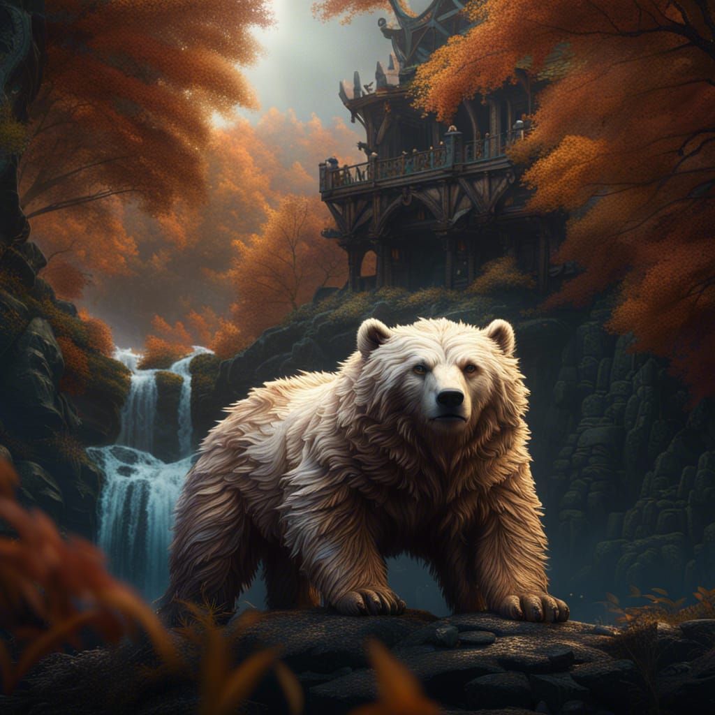 Fantastical Spirit Bear Matte Painting