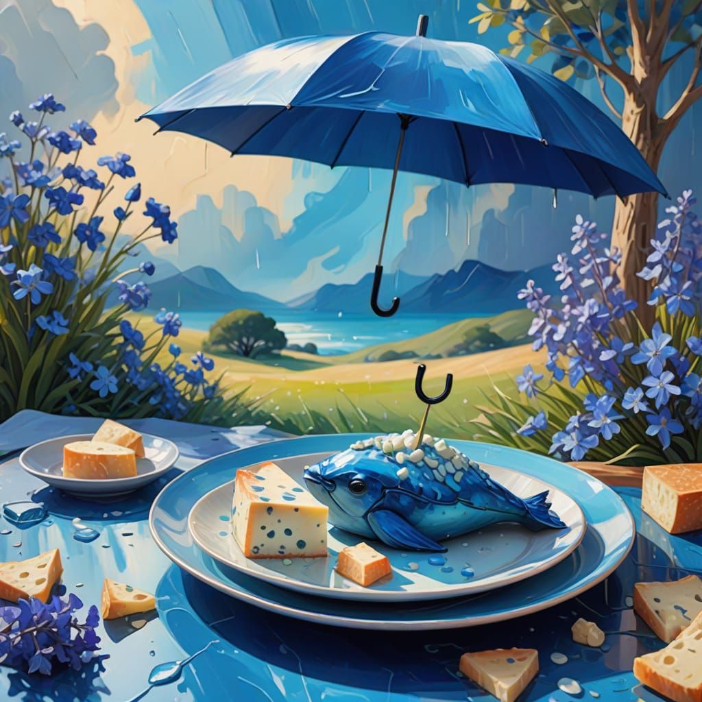 Whimsical Blue Dreamscape in Fauvist Digital Art