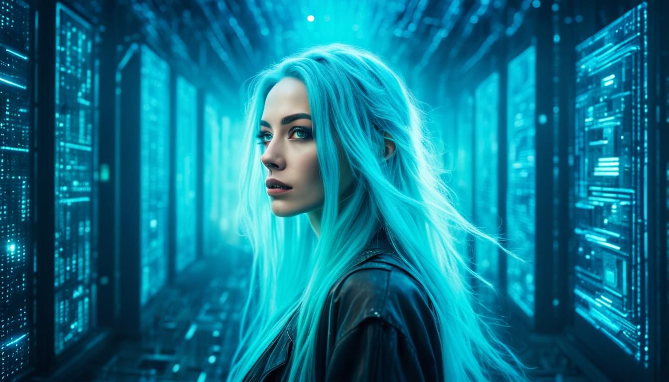 Mysterious Cyberpunk Girl in Neon Cityscape