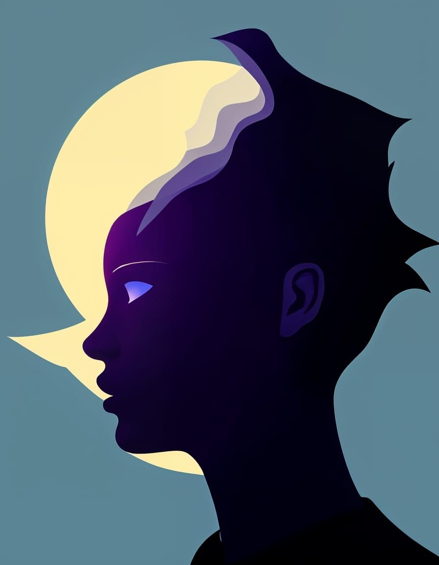 Otherworldly Silhouette Portrait in Multimedia Style