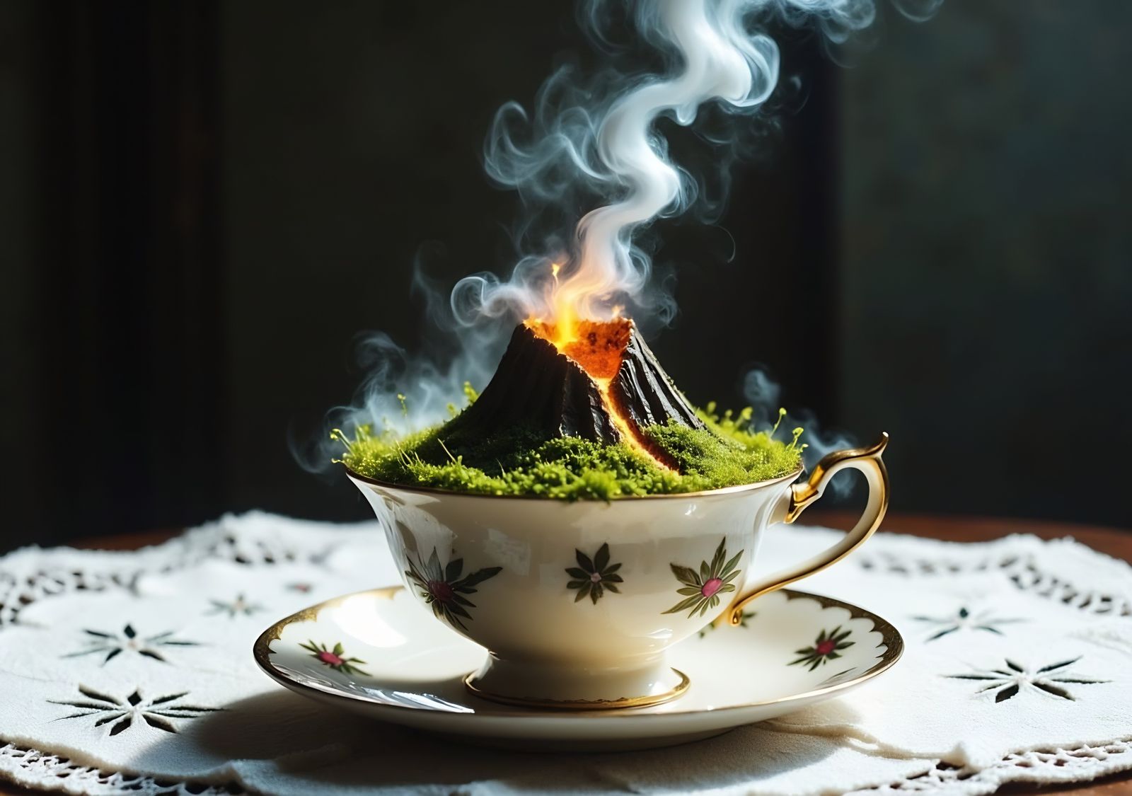 Volcano Eruption in Teacup: Digital Fantasy Art