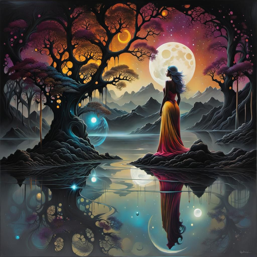 Fractal Moonlight Graffiti Art in Dreamy Glow