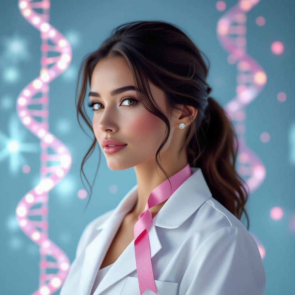 Breast Cancer Awareness DNA Double Helix Art