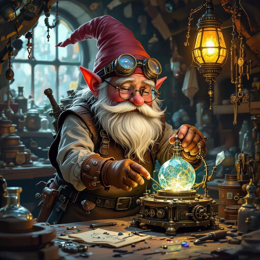 Gnome Artificer and Magical Contraption: Detailed Matte Pain...