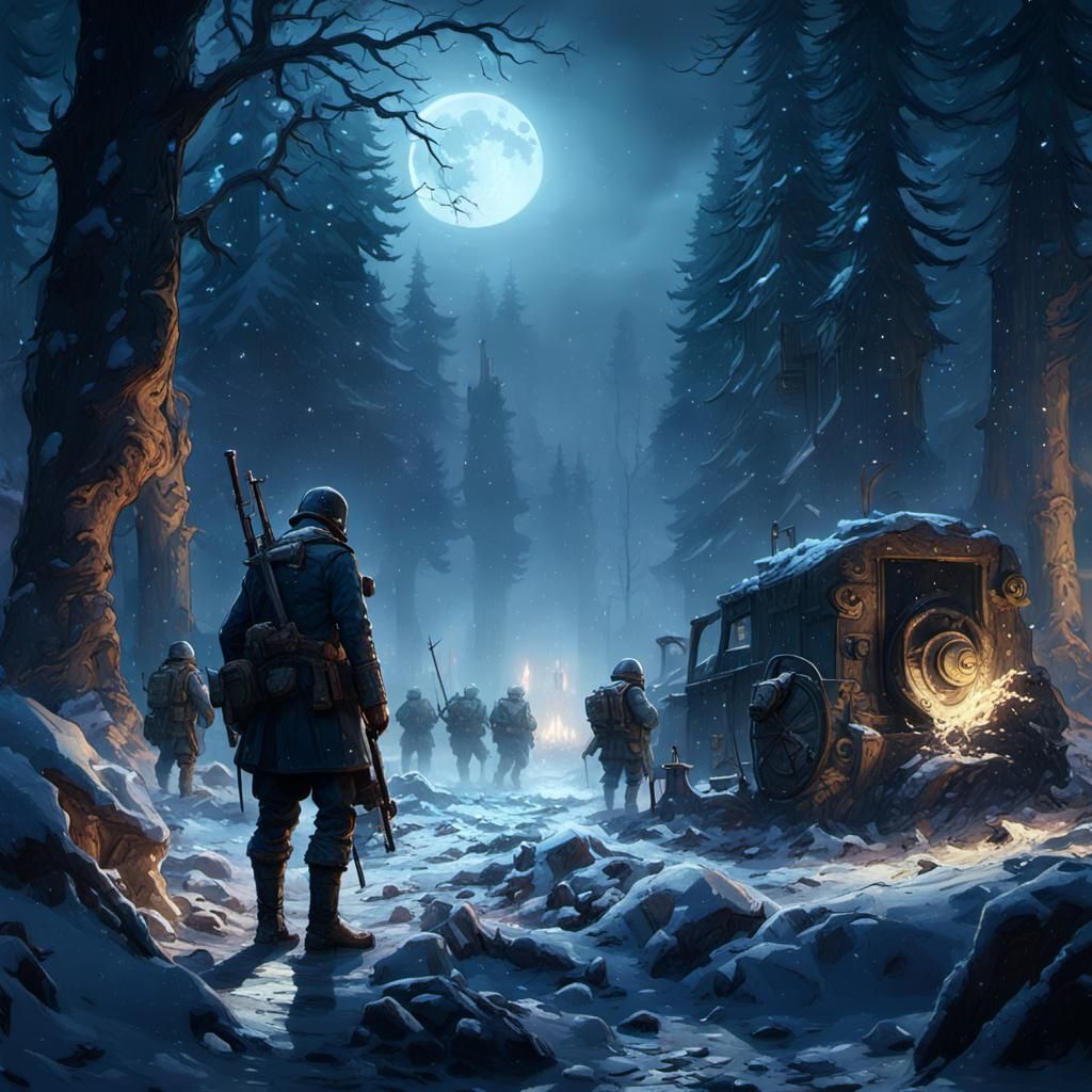 Boy Cries on Battlefield in Dark Fantasy Style