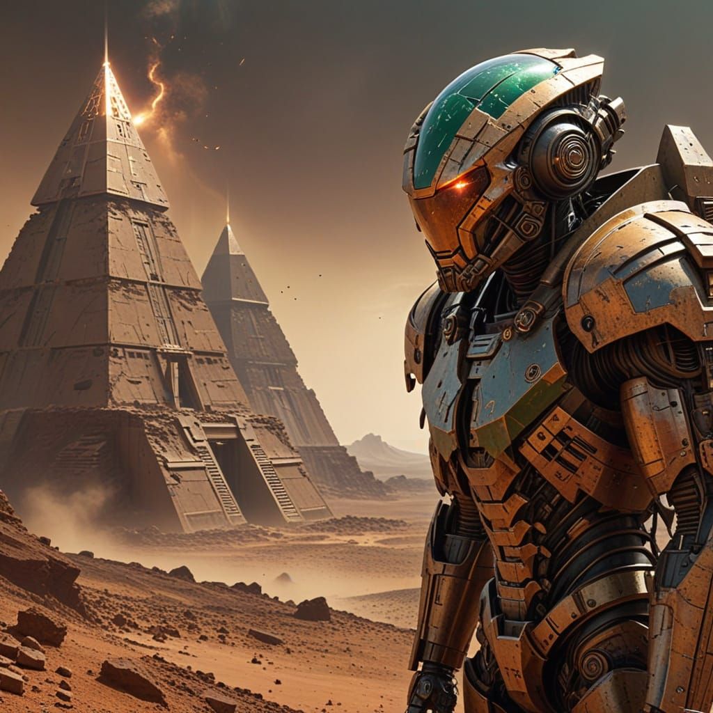 Giant Mecha Robot Emerges from Martian Soil