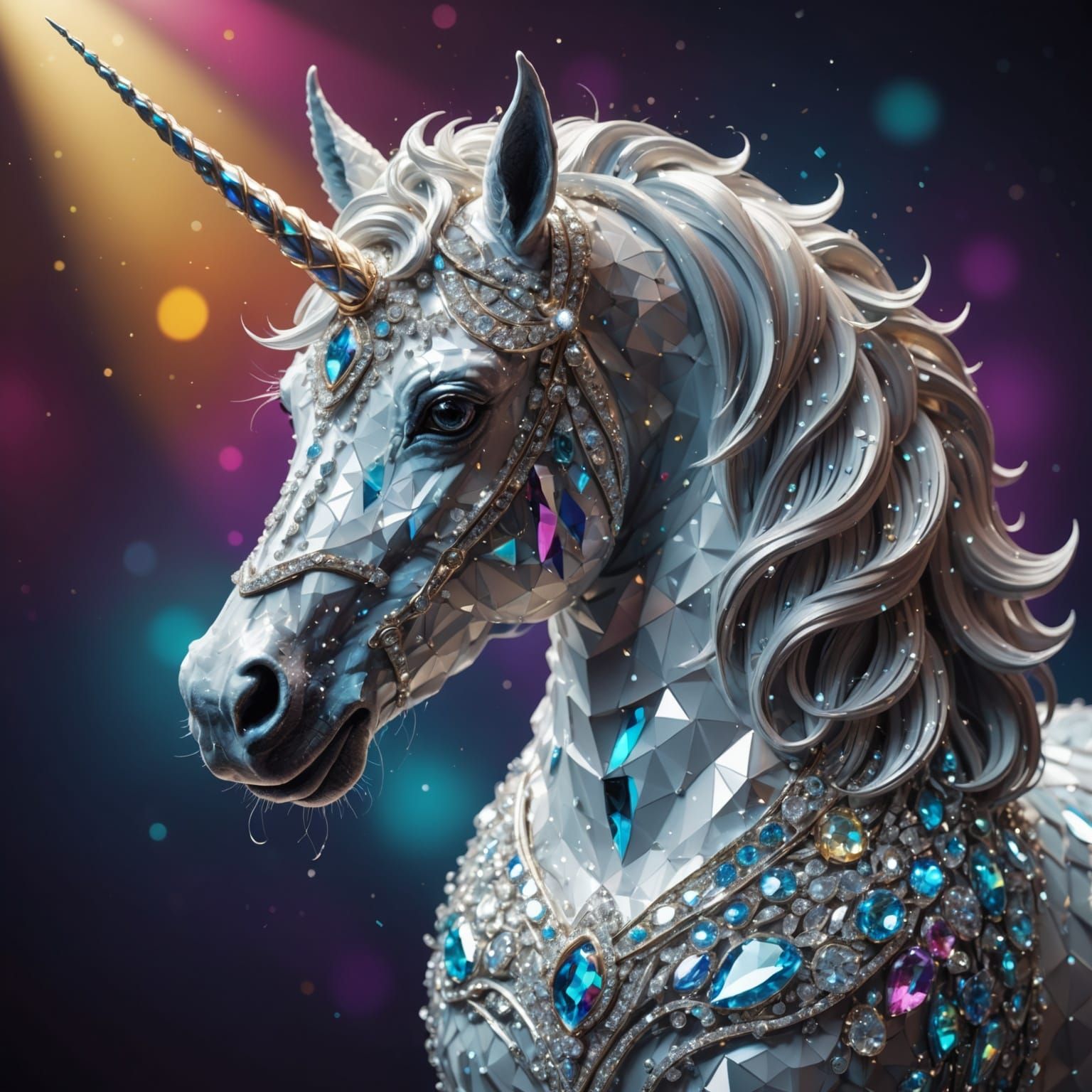Majestic Diamond Unicorn in Splash Art Style
