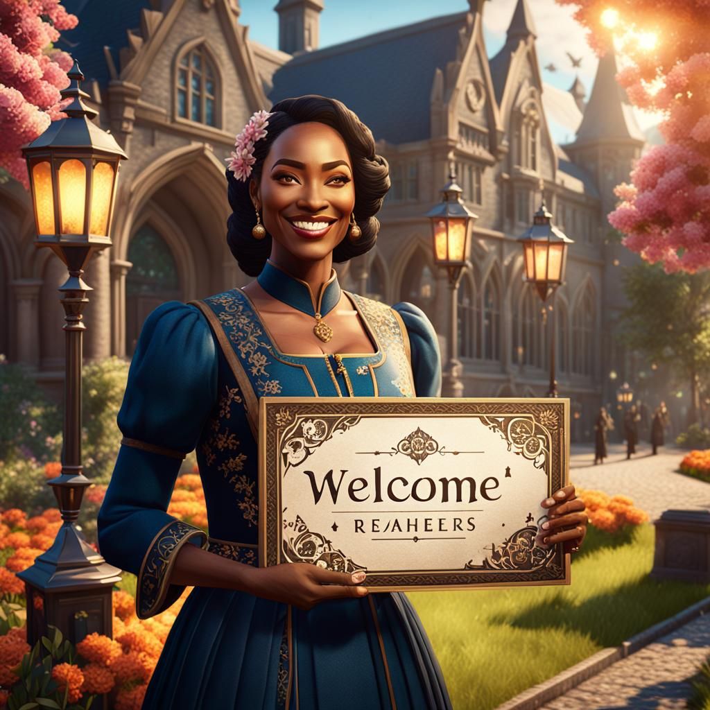 Teacher Welcomes Children: Renaissance-Inspired Art Nouveau