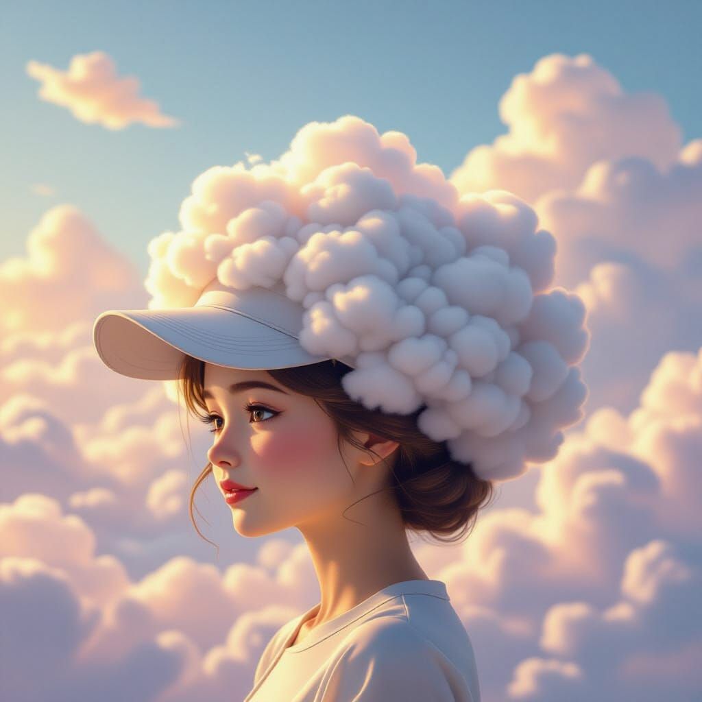 Whimsical Cloud Cap: A Dreamlike Digital Painting