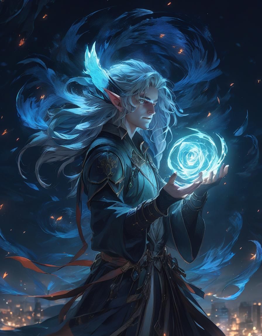 Fantasy Elf in Anime Digital Illustration Style