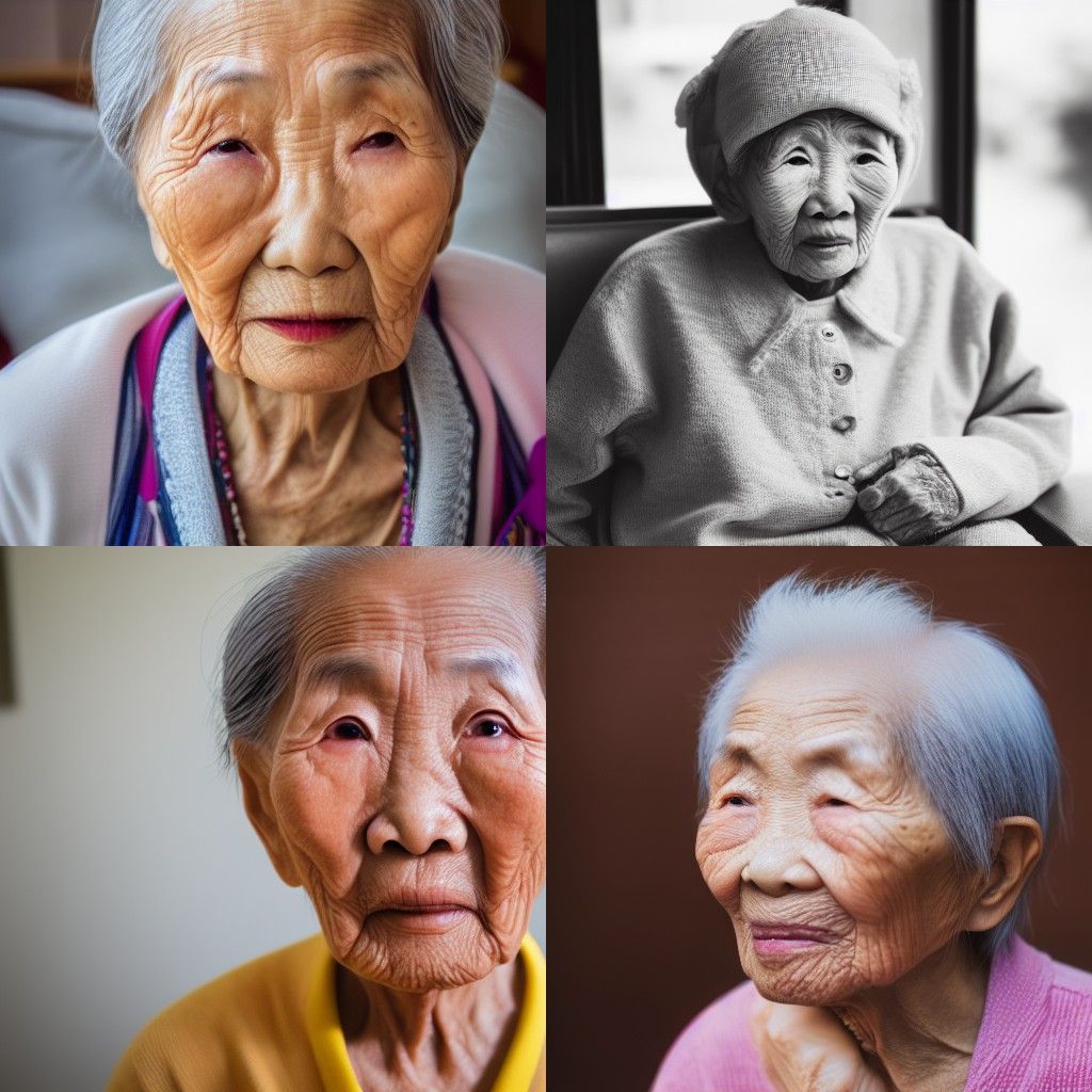 Serene Portrait of 90-Year-Old Asian Woman