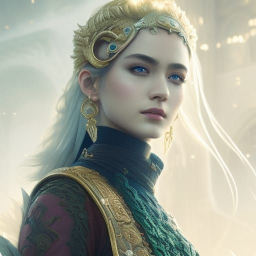 Cyberpunk Elf Queen Portrait in Manga Style