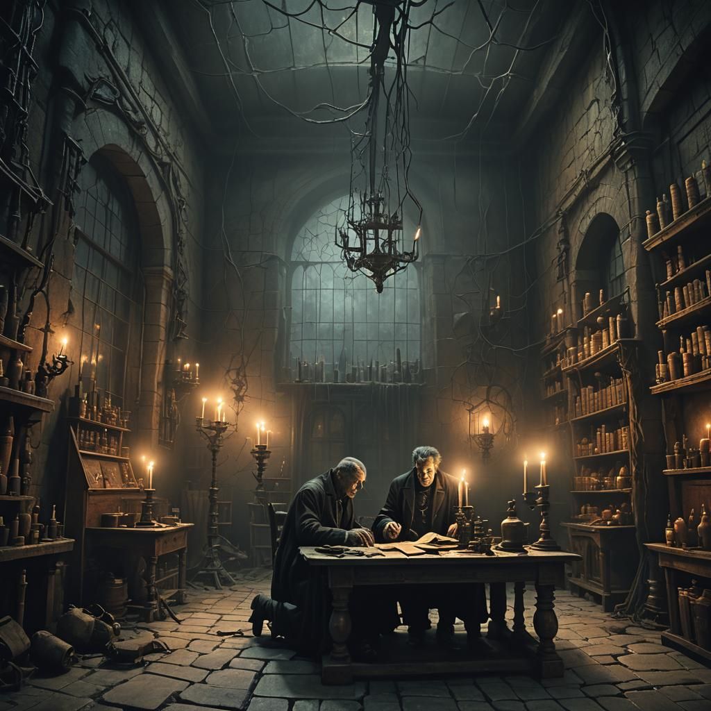 Frankenstein's Halloween: A Dark Fantasy Laboratory Scene