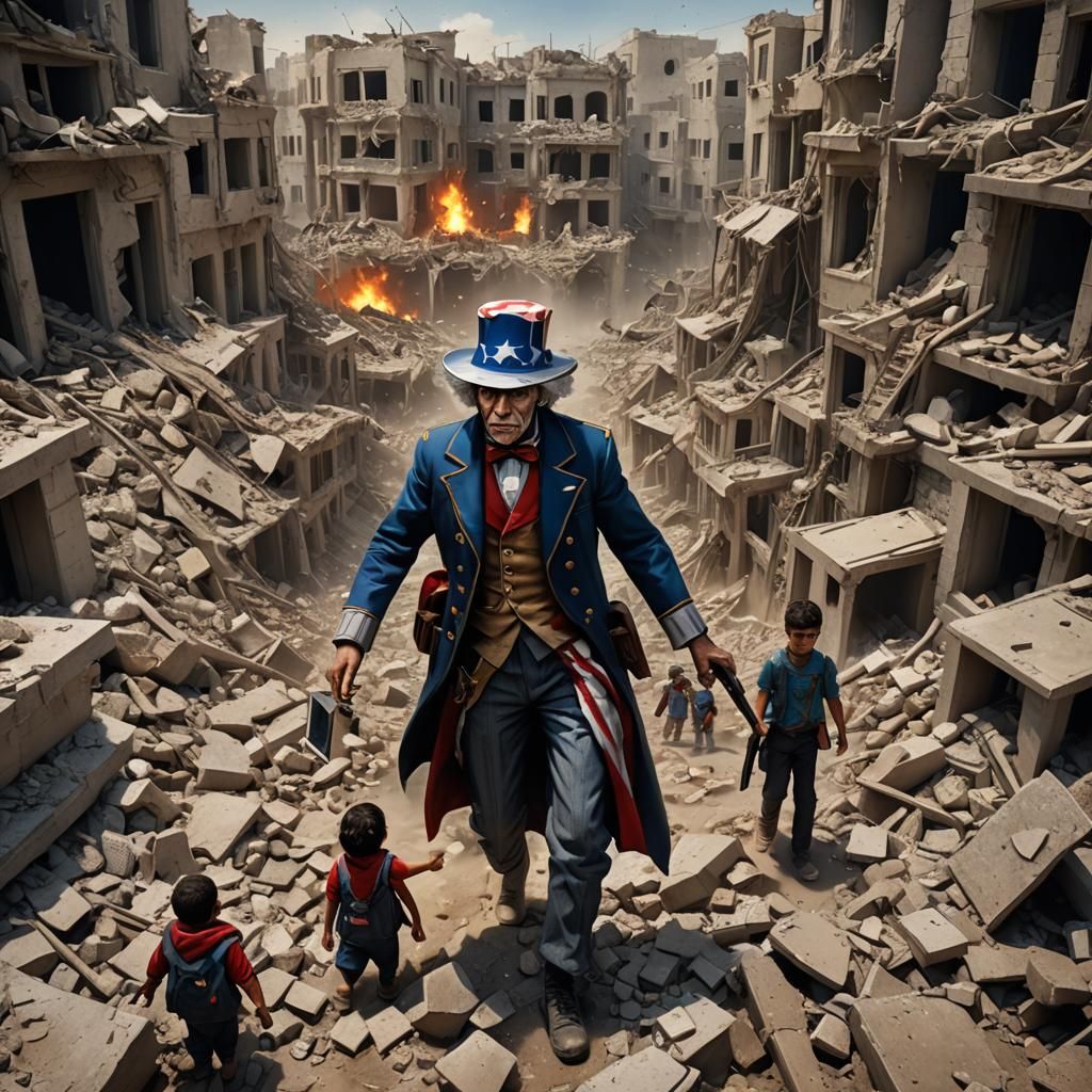 Uncle Sam's Rescue: A Detailed Fantasy Painting