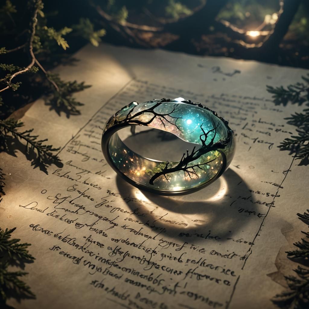 Electromagnetic Resin Ring in Dark Spring Forest