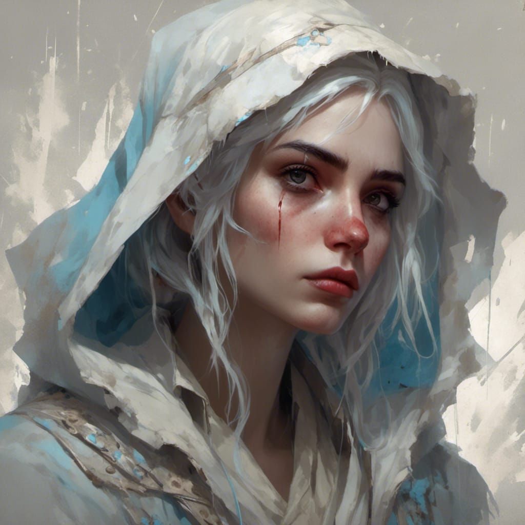 Confused Romani Woman Portrait in Anime Style