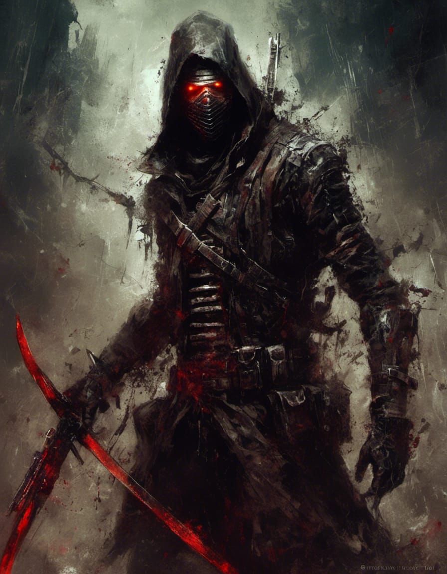 Sinister Cybernetic Ninja Inspired by Greg Rutkowski