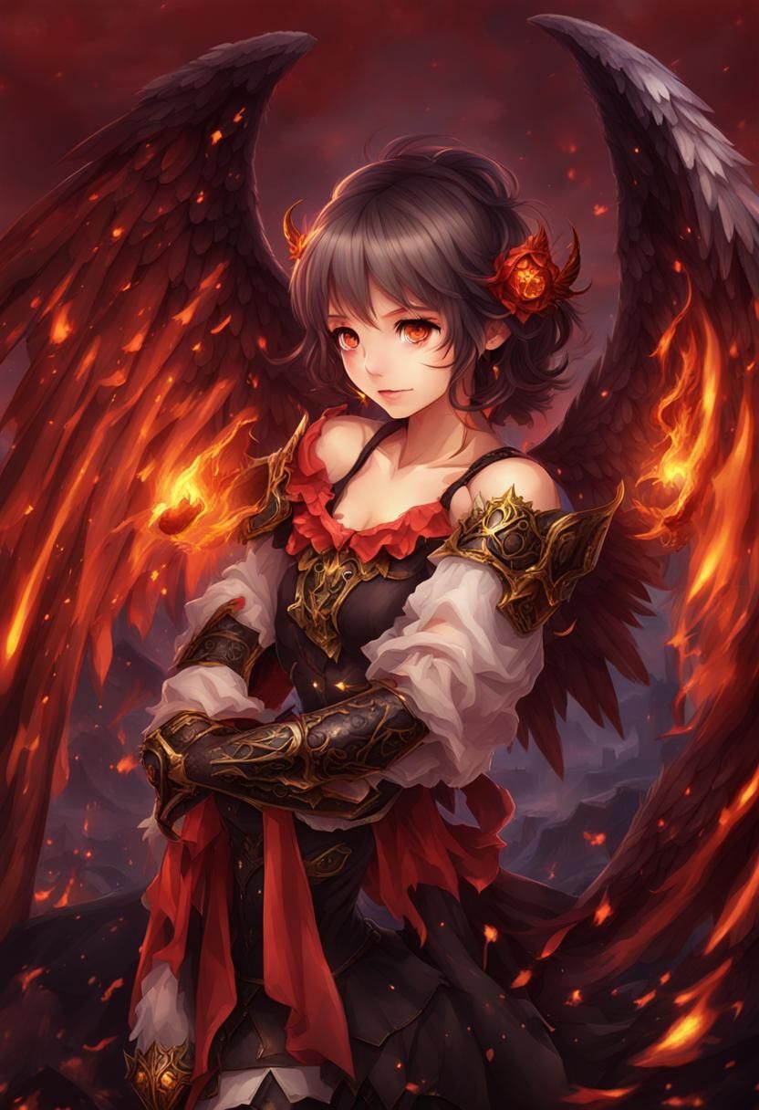 Inferno Angel: A Cute Woman Digital Rendering