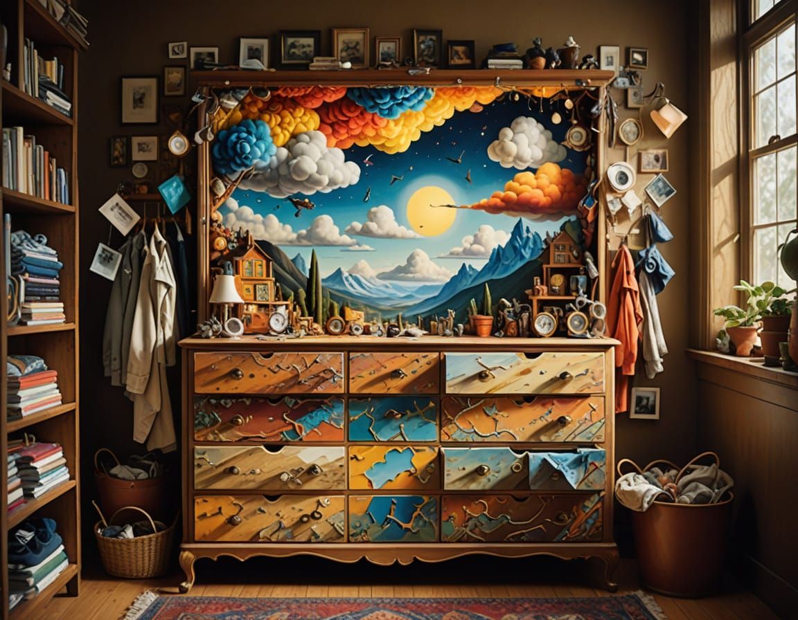 Miniature Toy Town Fills a Vintage Dresser Drawer